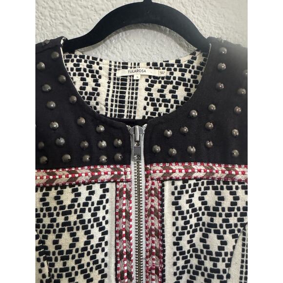 TulaRosa Studded Embroidered Front Zip Womens Small Jacket Art To Wear #6417 - Picture 4 of 16